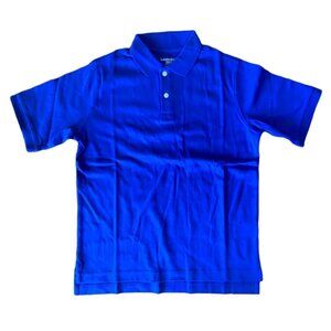 Lands End Kids Blue Polo Shirt M 10-12 Short Sleeve Cotton Classic Fit